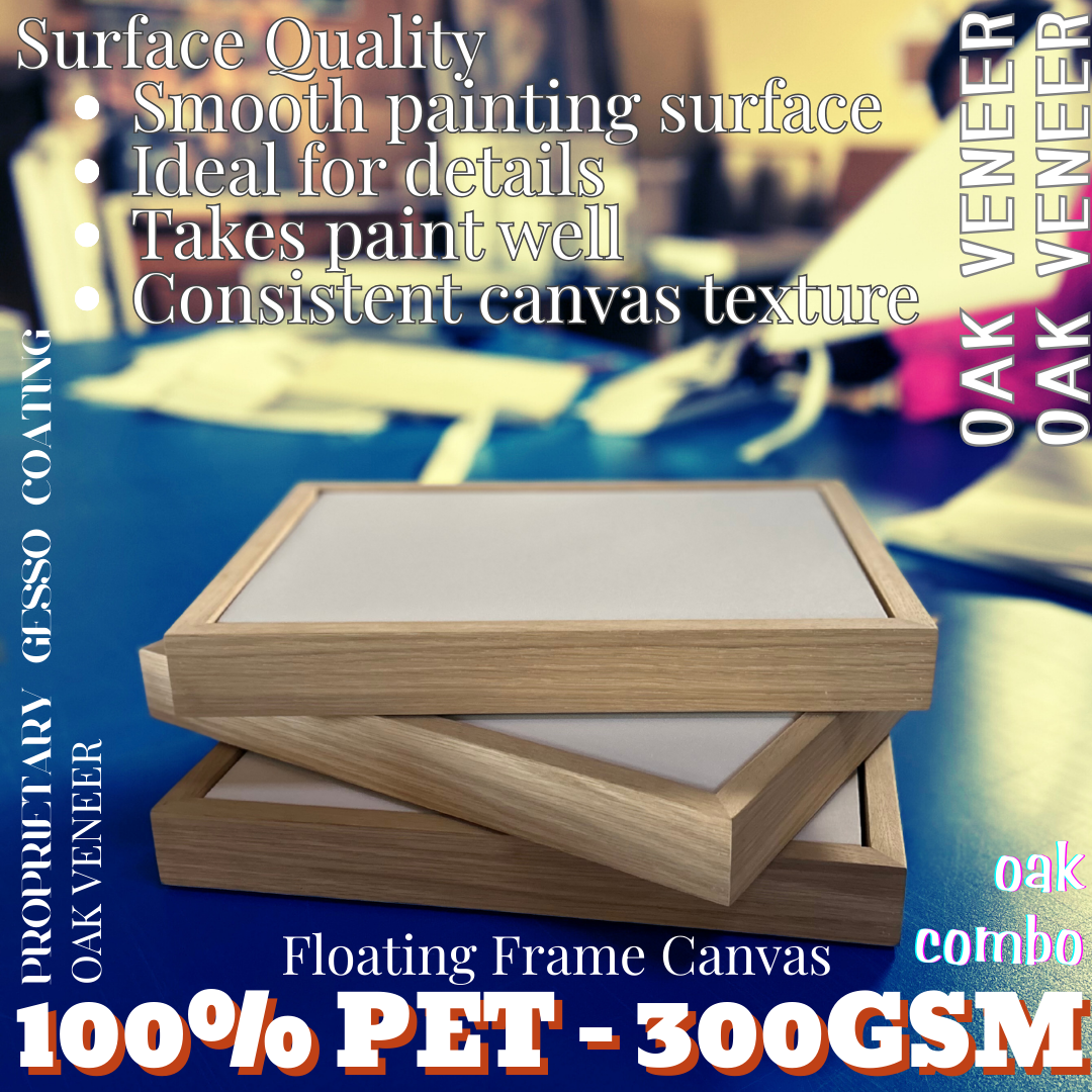 Thin Edge Oak Floating Frame & Stretch Canvas