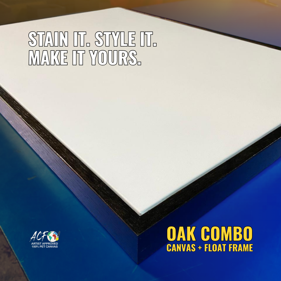 Deep Edge Oak Floating Frame & Box Board Canvas