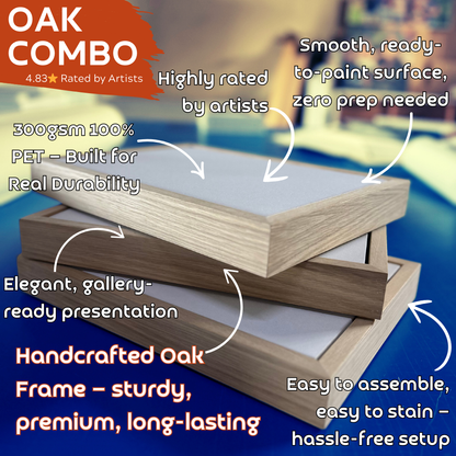 Thin Edge Oak Floating Frame & Stretch Canvas