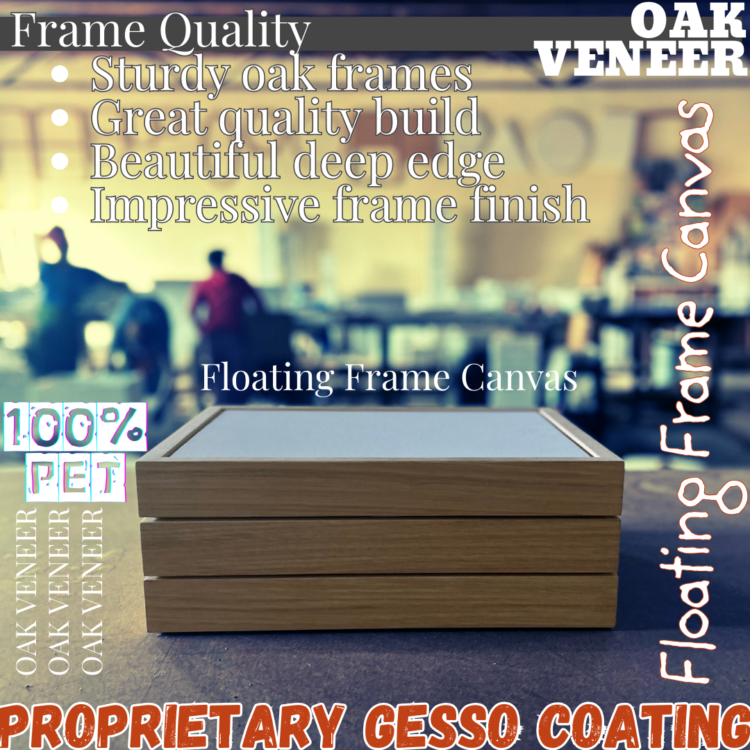 Thin Edge Oak Floating Frame & Stretch Canvas