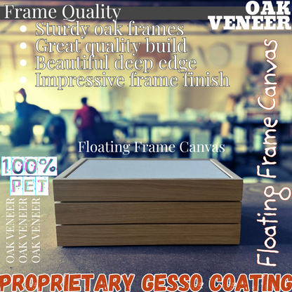Thin Edge Oak Floating Frame & Stretch Canvas