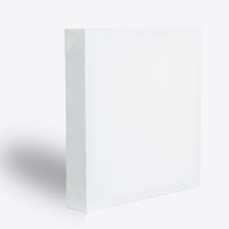 CF 40mm deep edge Box Canvas, plain white pre-gessoed surface, side angle showing chunky profile