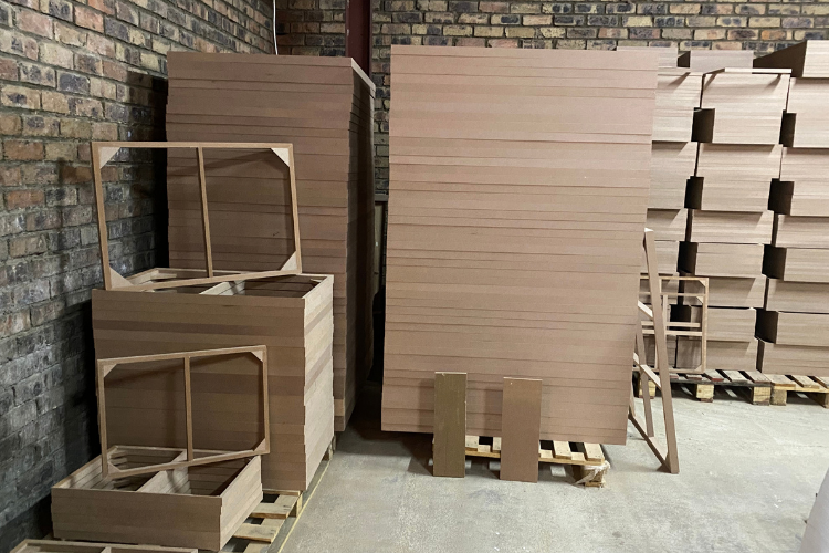 Stacks of ACF strainers in the workshop