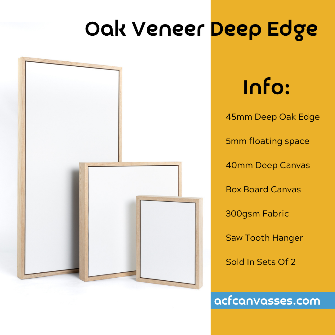 Deep Edge Oak Floating Frame & Box Board Canvas