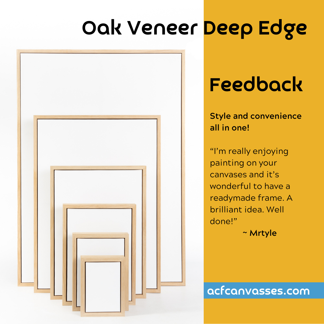 Deep Edge Oak Floating Frame & Box Board Canvas