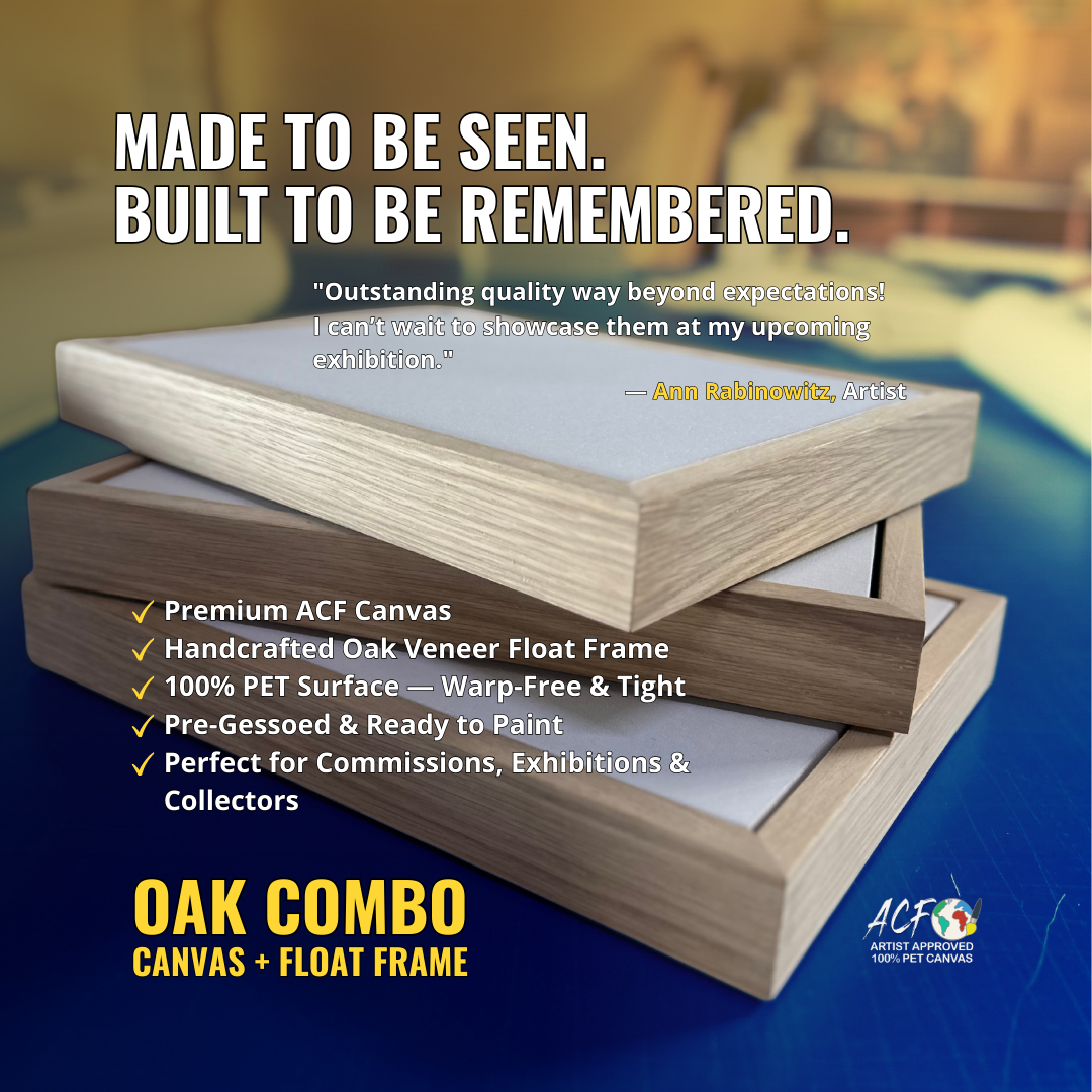 Deep Edge Oak Floating Frame & Box Board Canvas