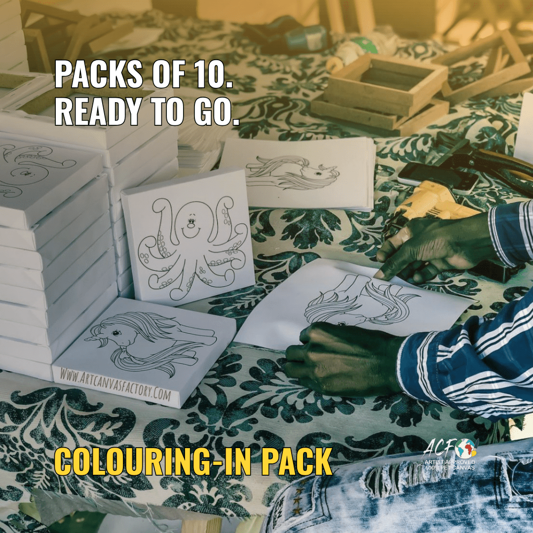 Paint n Sip Colouring - In Canvas – Bulk 10x Pack (Custom or Pre - Printed Designs) - Art Canvas Factory